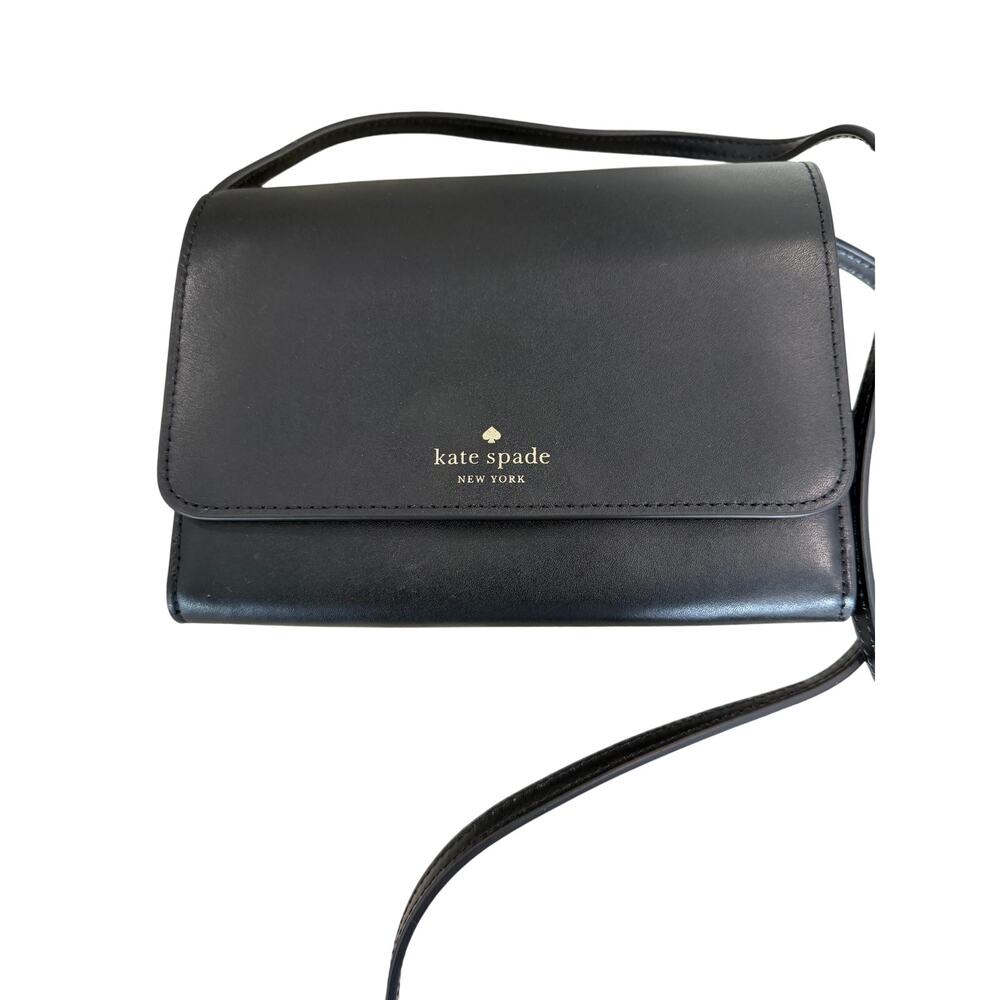 NWOT Kate Spade Kerri Crossbody Bag Black Leather Minimalist Designer - Picture 2 of 14